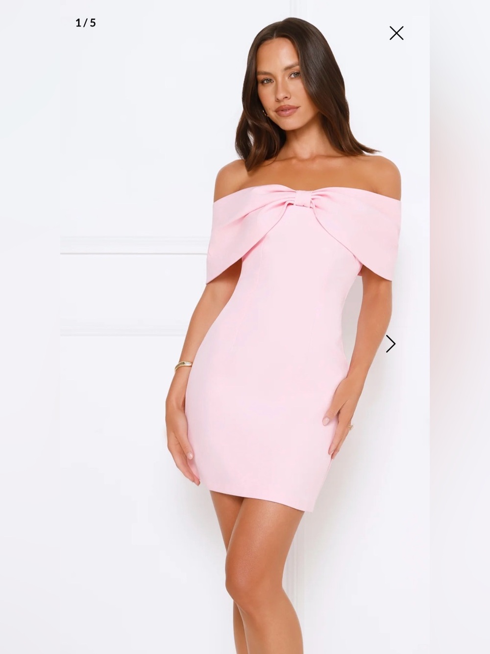 EXQUISITE EASE OFF SHOULDER MINI DRESS PINK